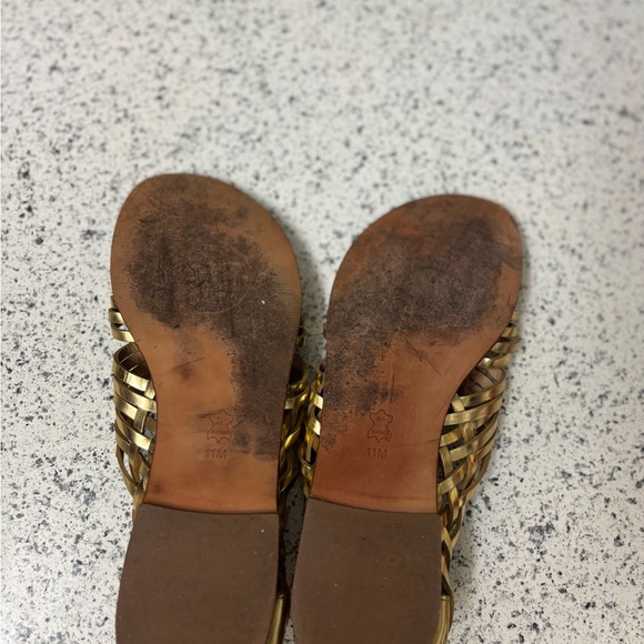 Tory Burch Women's Gold Metallic Leather Sandals Loafers - Picture 8 of 8